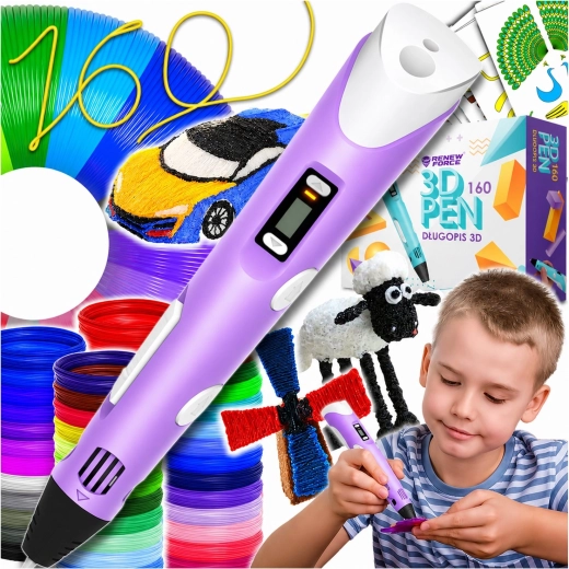 Lila 3D-Stift mit LCD-Display und 160 m Filament