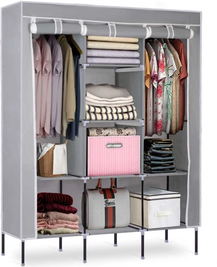 Armoire penderie textile Massido grise