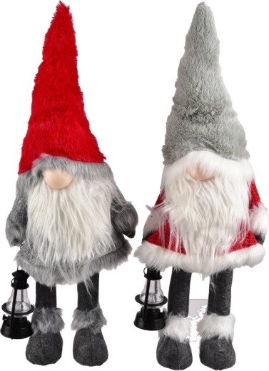 Plush red gnome with LED lighting 51 cm
