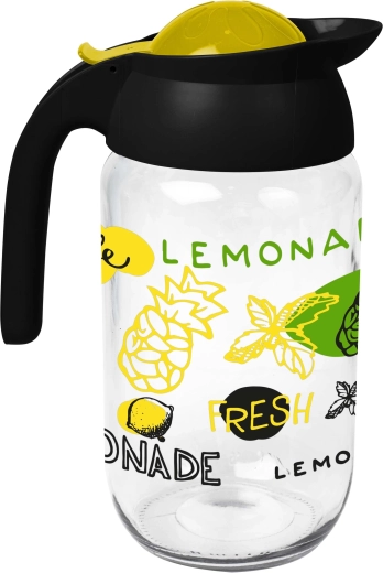 Pichet à motif citron 1,5 l en verre et plastique