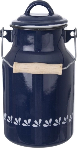 Pichet à lait rétro émaillé 2 l bleu et blanc