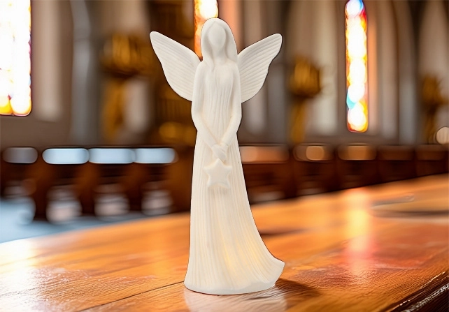 Angel figurine with LED star 23.6 cm