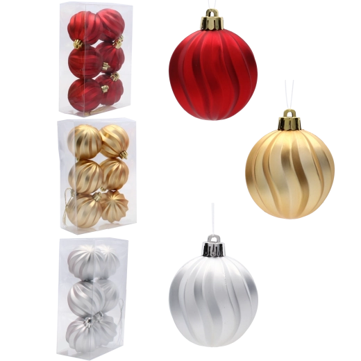Set Weihnachtsbaumschmuck 6 cm – rot, gold und silber (6 Stk.)