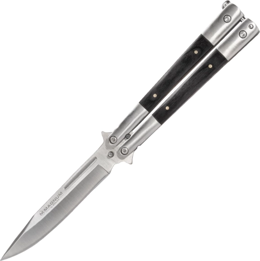 Magnum Balisong Wood butterfly 10.3 cm, satin, pakkawood, stainless