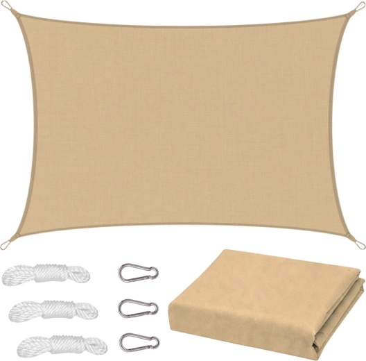 Water-Resistant Rectangular Beige Garden Shade Sail 200 × 300 cm