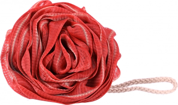 Red rose-shaped bath sponge