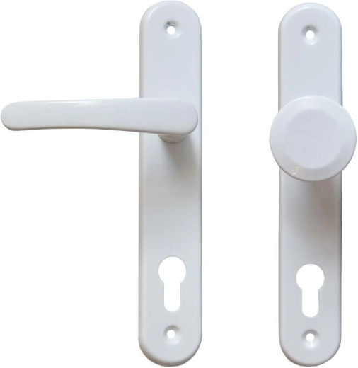 Deurbeslag MICHAELA deurkruk + vaste knop met cilinder 90 mm, wit
