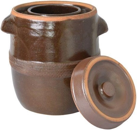 Tonneau en céramique pour choucroute 30 L avec couvercle