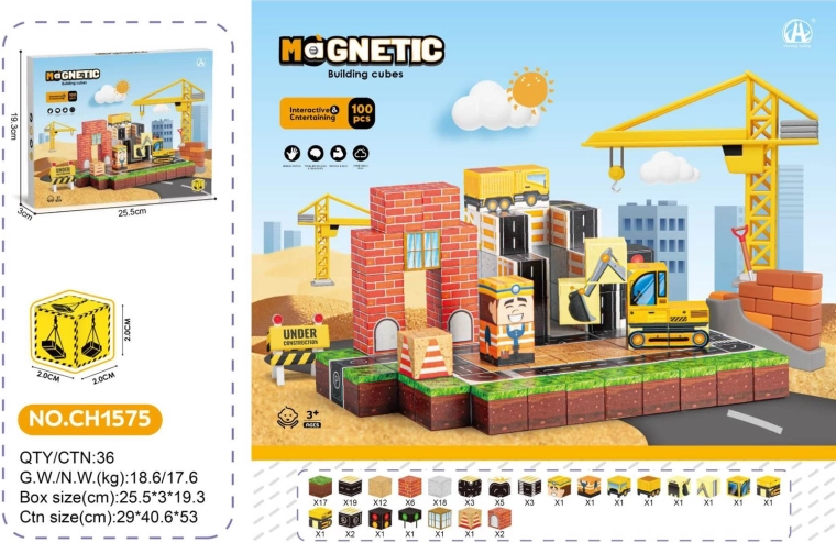 Magnetic Blocks – Construction Site (100 Pieces)