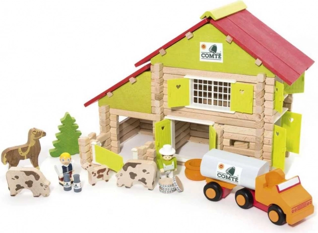 Jeujura Wooden Construction Set 180 Pieces Large Farm