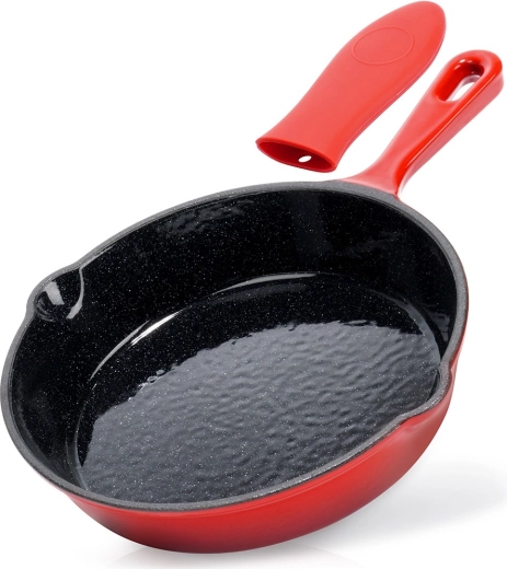 Gietijzeren pan met emaille en siliconen handgreephoes CAST ENAMEL 20 cm