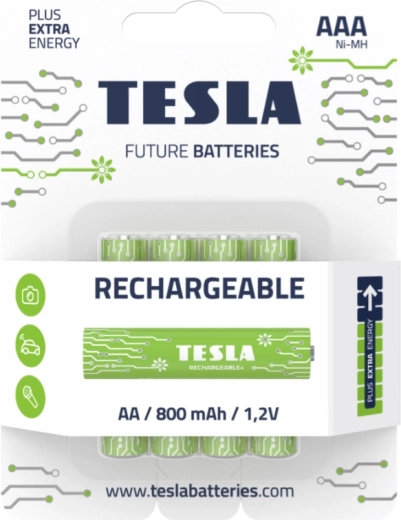 Piles rechargeables TESLA GREEN+ AAA Ni-MH 1,2 V, lot de 4