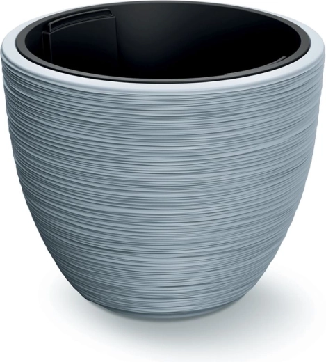 Cache-pot rond avec insert 39 cm gris clair Furu
