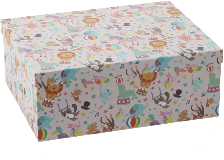 Bunte Geschenkbox mit Tiermotiven 28,6 × 22,4 × 11,1 cm