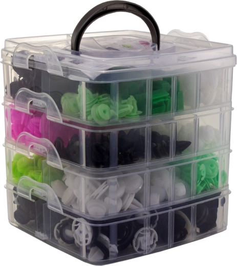 Set of automotive plastic clips with tools, 475 pieces