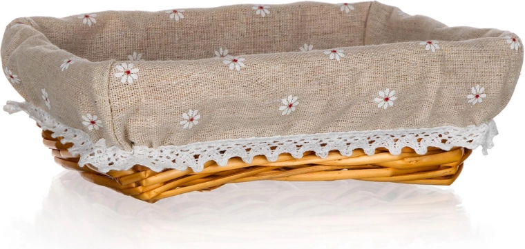 Panier en osier Daisy avec doublure en coton 22 × 16 × 6,5 cm