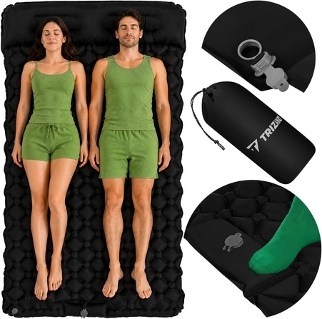 Trizand selbstaufblasende туристische Doppel-Isomatte 120 × 190 cm mit integrierter Fußpumpe und Hülle