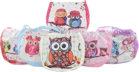 Women's shoulder bag with sparkling little owls