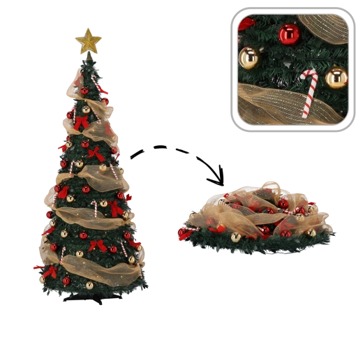 Foldable artificial Christmas tree Lidia 120 cm with LED lighting and decorations