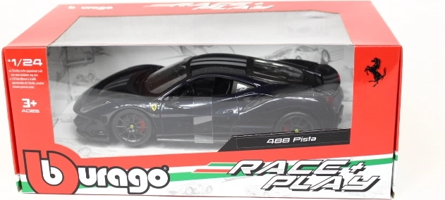 Bburago Ferrari 488 Pista blauw met zilveren strepen 1:24