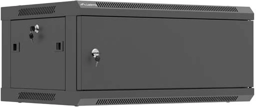 Wall-mounted 19" rack cabinet 4U 600 × 450 mm with metal doors, black – LANBERG WF01 (flat pack)