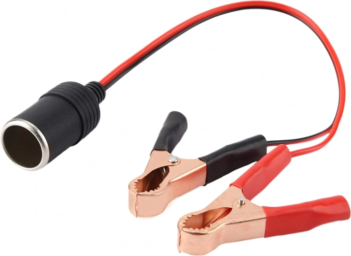 Cigarette lighter socket adapter with crocodile clips 12/24 V