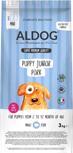 Aldog Puppy-Junior Pork Mini brokjes voor pups van kleine rassen, varkensvlees 3 kg