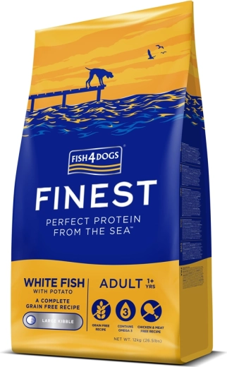 Fish4Dogs Finest dry food for adult dogs, white fish with potatoes 12 kg