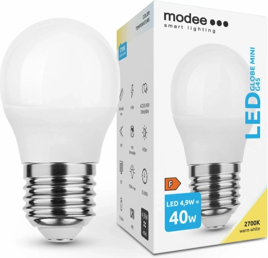 Modee Smart Lighting LED Mini-Glühlampe G45 E27 4,9 W warmweiß