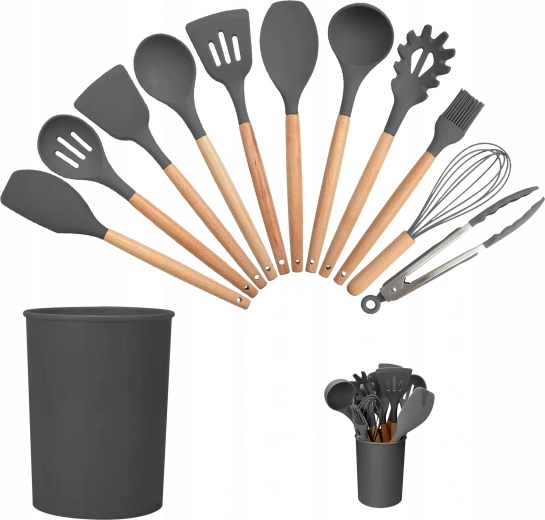 Set aus 12 Silikon-Küchenwerkzeugen