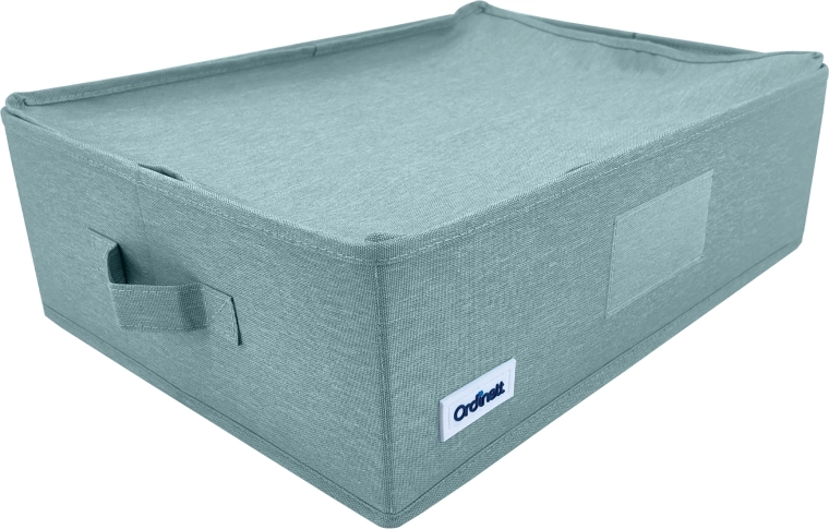 Mintgrüner Textil-Organizer für den Schrank mit Deckel und Griffen 42 × 32 × 14 cm