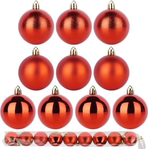 Onbreekbare rode kerstballen 6 cm, set van 9 stuks