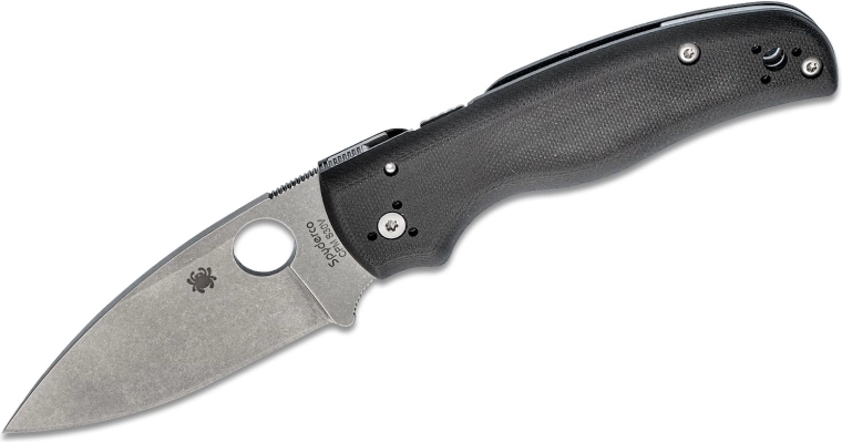 Couteau de poche SPYDERCO Shaman, lame stonewash, manche G10 noir