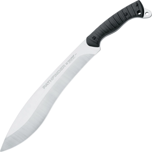 Buitenmes FOX KNIVES Pathfinder 35 cm, zwart, FRN + rubber, lederen schede