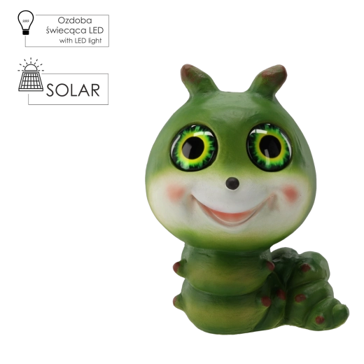 Figurine de jardin chenille avec éclairage LED solaire 20,5 × 17 × 27 cm