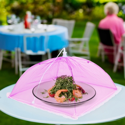 Cloche alimentaire en filet rose 30 × 30 cm