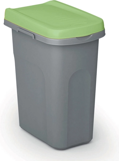 Home Eco System 15 L Recycling Bin, grey with green lid