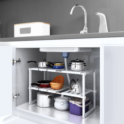 Adjustable kitchen storage shelf