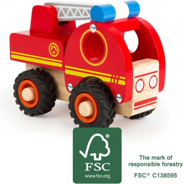 Houten brandweerauto met ladder