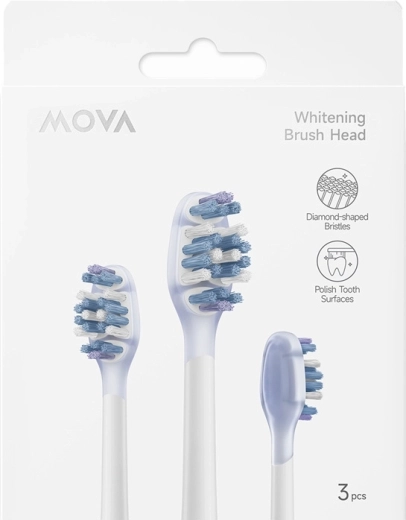 MOVA replacement whitening brush heads for sonic toothbrushes Fresh 20 and Sensus Fresh 10 (3 pcs)