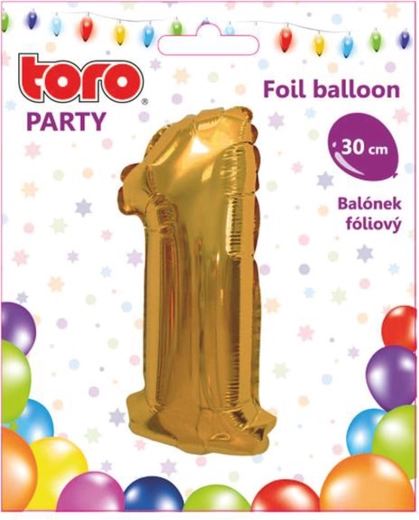 Folieballon cijfer 1, 30 cm, goud