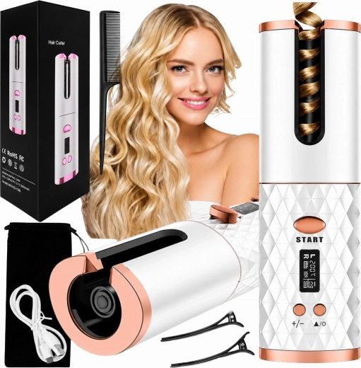 Wireless automatic curling iron with LCD display, rotating, USB - 1 piece
