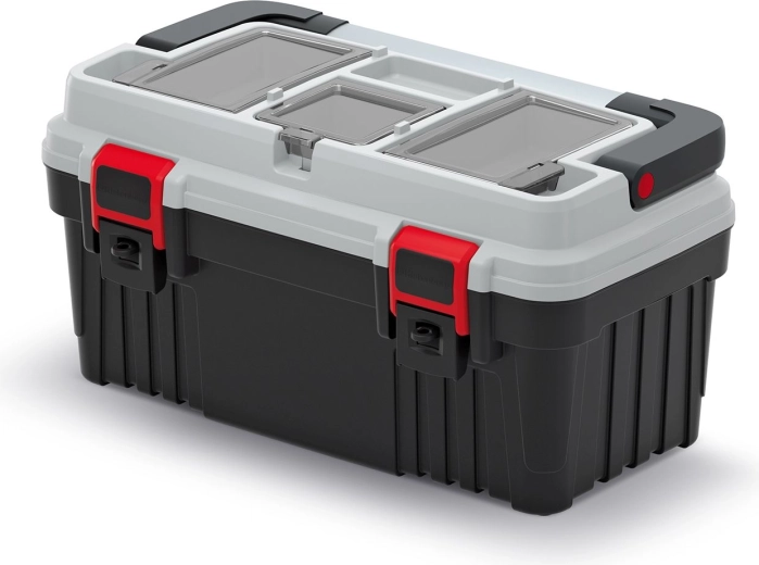 Plastic toolbox with metal handle OPTIMA 470 × 256 × 238 mm, grey