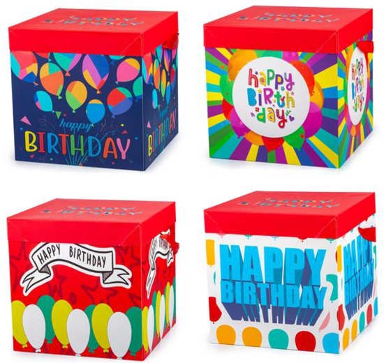 Gift box with ribbon 22 × 22 × 22 cm – mixed designs