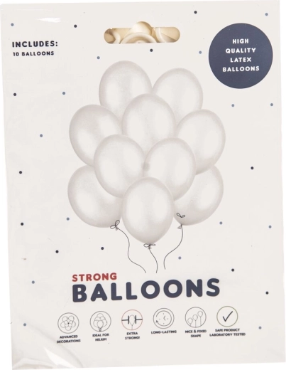 Witte parelmoer latexballonnen 27 cm, 10 stuks