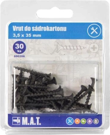 Vis à plaque de plâtre 3,5 × 35 mm à gros filet, phosphatée (30 pcs)