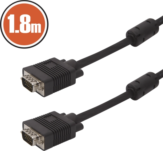VGA-kabel voor monitor 1,8 m zwart
