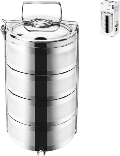 Thermos voedselcarrier van roestvrij staal, 4 lagen, 4×1,1 l