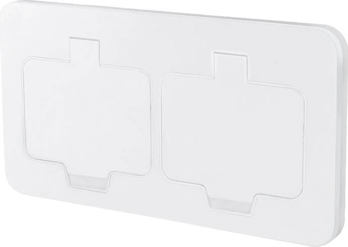 Solight inbouw vloer-dubbelstopcontact IP55, mat wit, rechthoekig deksel