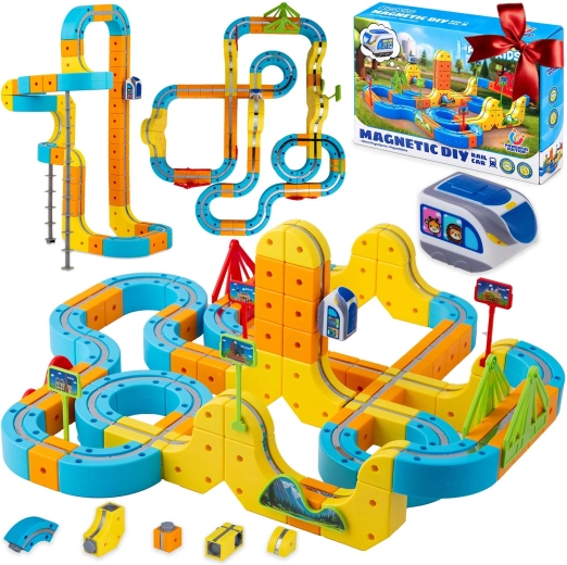 Circuit de construction magnétique avec train électrique Ricokids